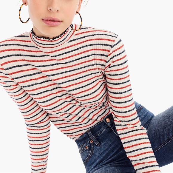 J. Crew Tops - J.Crew Ribbed Mockneck Pullover Sz S EUC